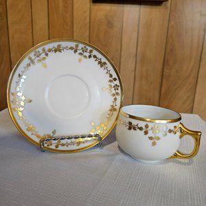 Vintage MZ Austria Germany Gold Leaf Cup and Saucer-Item #464